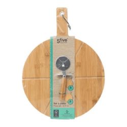 DASKA ZA REZANJE OKRUGLA 37CM BAMBUS + REZAČ ZA PIZZU-FIVE