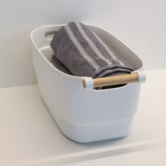 KUTIJA ZA SKLADIŠTENJE 40x22x18cm PVC BELO/NATUR