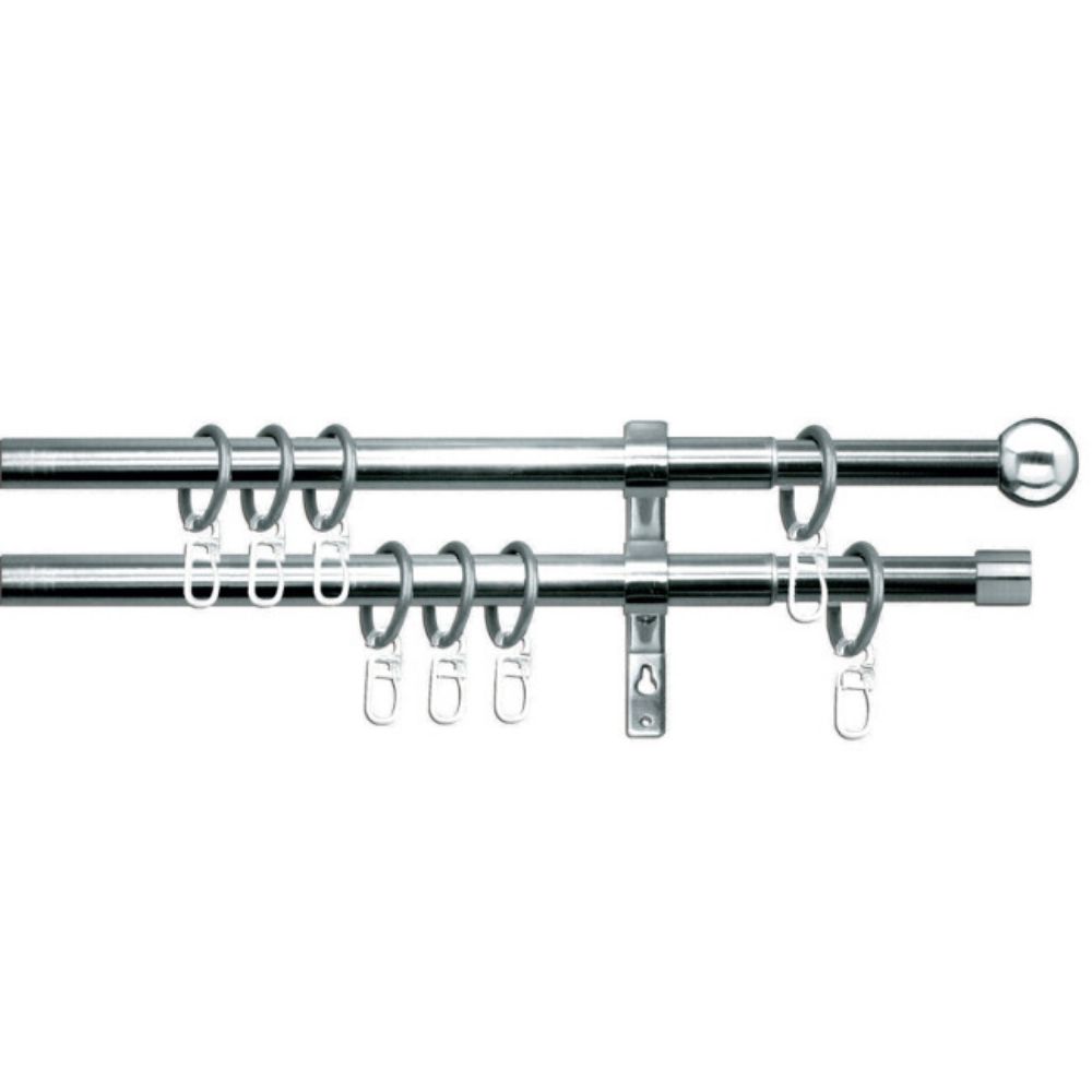 GARNIŠNA TELESKOPSKA 19/16MM DUPLA INOX, 120-230, ZAVRŠ. KUGLA