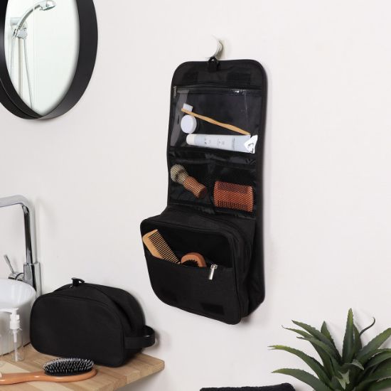 NESESER ZA PUTOVANJE SA KUKICOM 25X25X9 POLIESTER CRNA