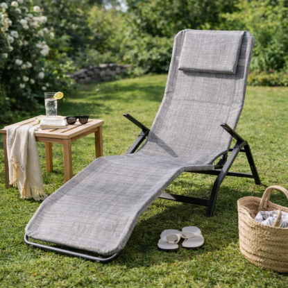 LEŽALJKA BAŠTANSKA ALU 152x67x110CM SIVA DELUXE