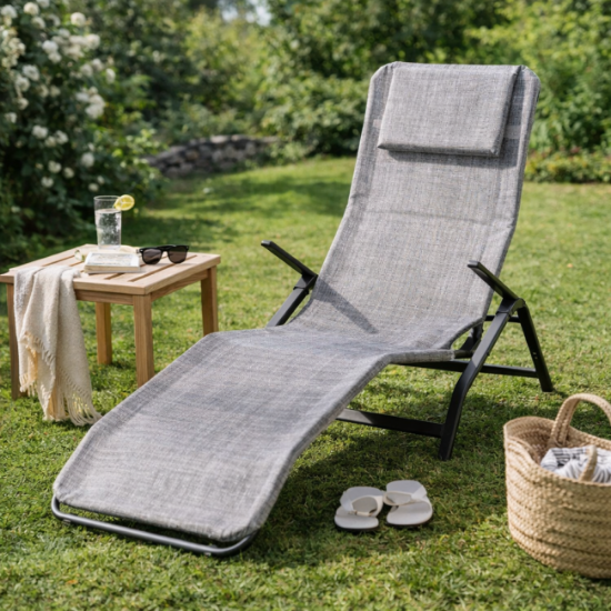 LEŽALJKA BAŠTANSKA ALU 152x67x110CM SIVA DELUXE