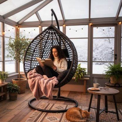 Slika LJULJAŠKA JAJE VISEĆA CRNA 120X107X68CM CHOMIK