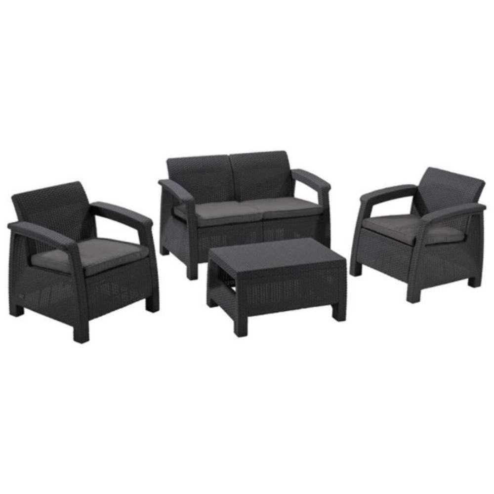 SET CORFU  STO/DVE FOTELJE/SOFA SIVI