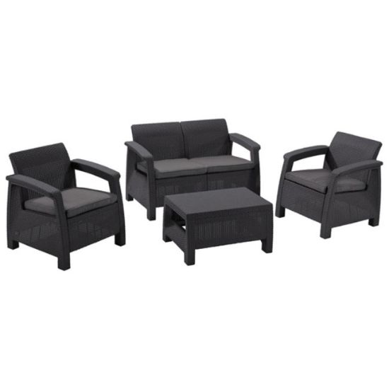 SET CORFU  STO/DVE FOTELJE/SOFA SIVI