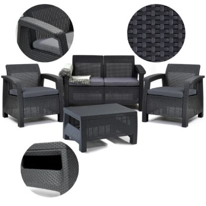 SET CORFU  STO/DVE FOTELJE/SOFA SIVI