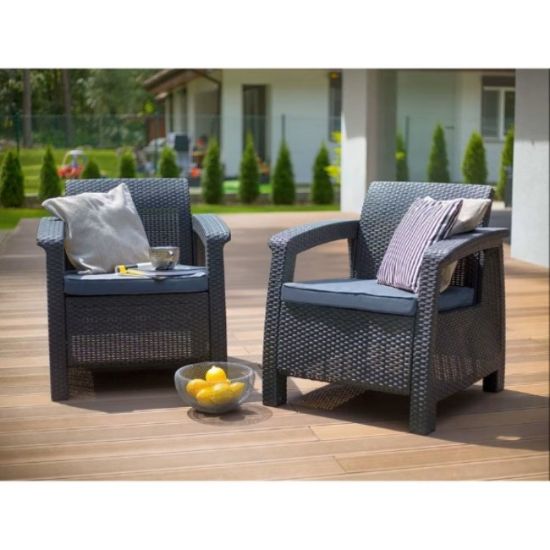 SET CORFU  STO/DVE FOTELJE/SOFA SIVI