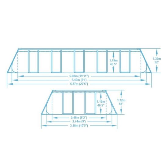 BAZEN PRAVOUGAONI 640X274X132CM SA PEŠČANOM PUMPOM