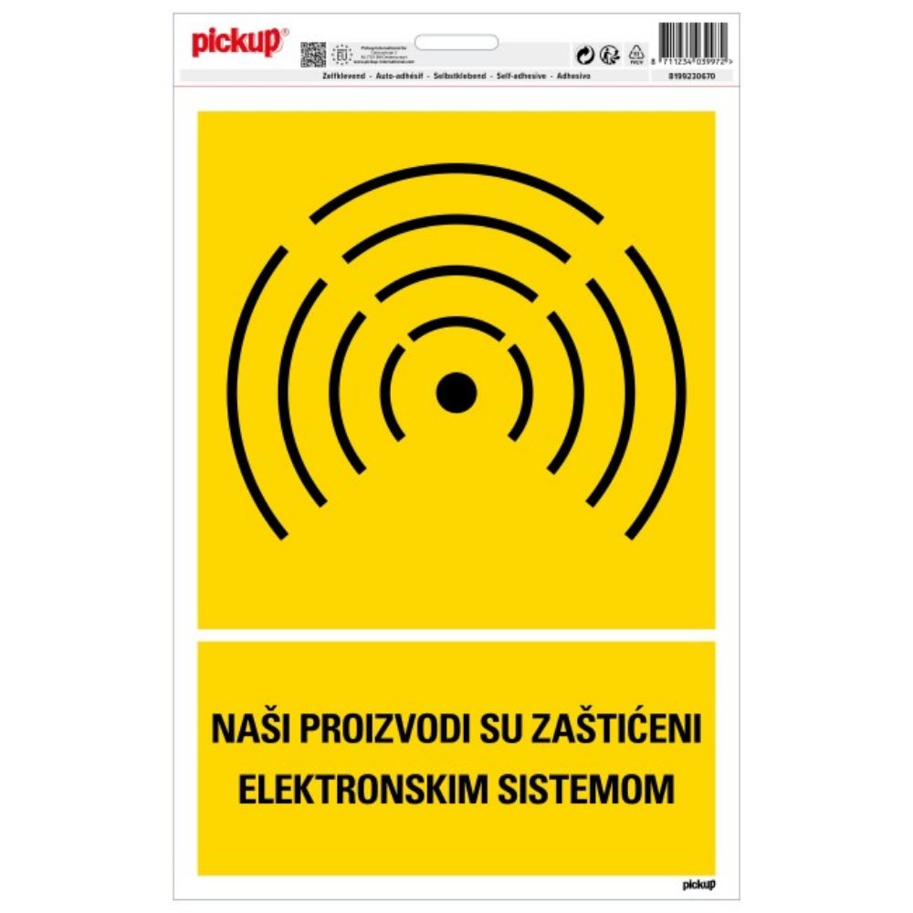 SAMOLEPLJIVA NALEPNICA - NAŠI PROIZVODI SU ZAŠTIĆENI ELEKTRONSKIM SISTEMOM - 230X330MM