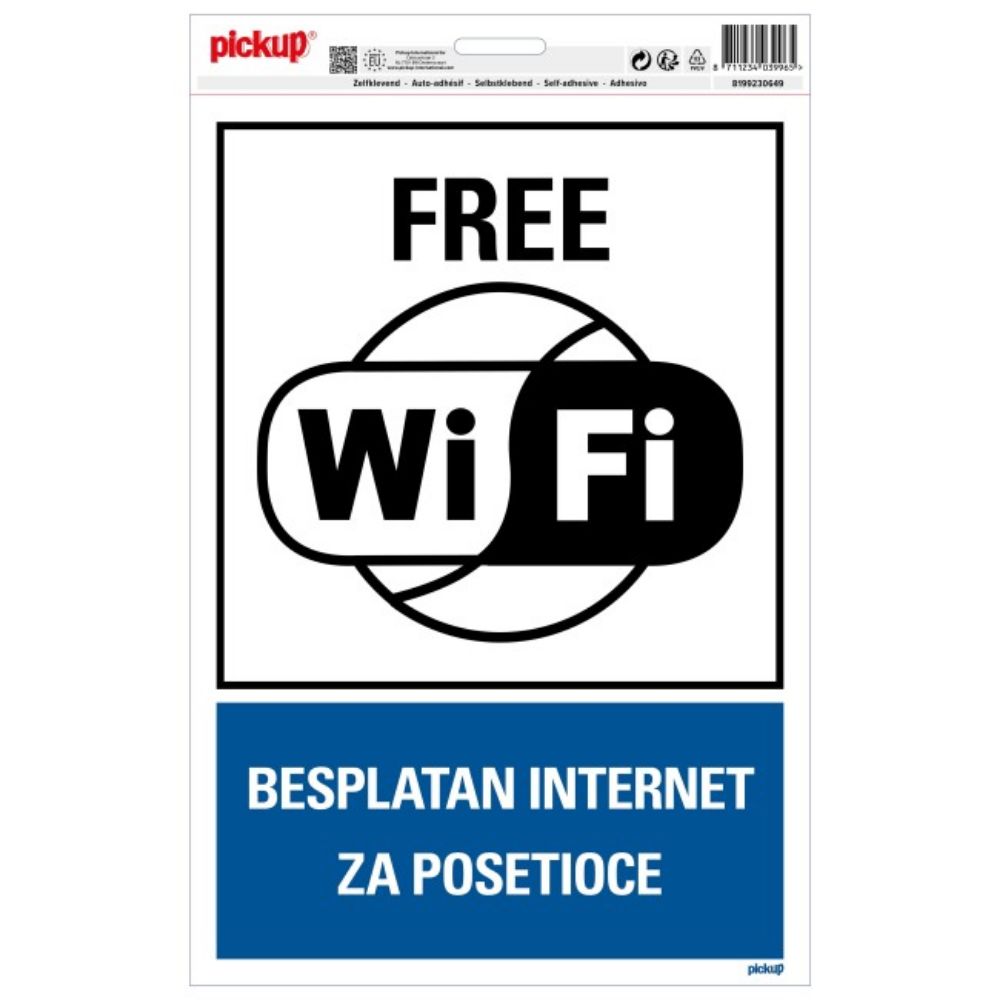 SAMOLEPLJIVA NALEPNICA -BESPLATAN INTERNET ZA POSETIOCE - 230X330MM