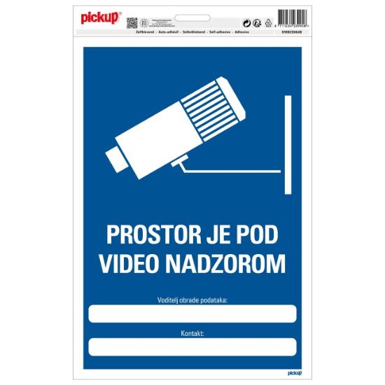 SAMOLEPLJIVA NALEPNICA - PROSTOR JE POD VIDEO NADZOROM - 230X330MM