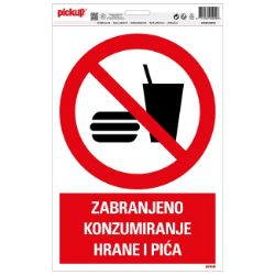 SAMOLEPLJIVA NALEPNICA - ZABRANJENO KONZUMIRANJE HRANE I PIĆA- 230X330MM