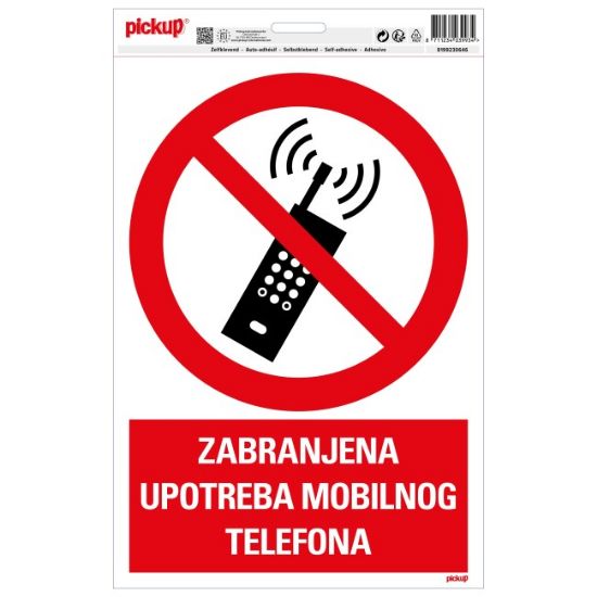 SAMOLEPLJIVA NALEPNICA - ZABRANJENA UPOTREBA MOBILNIH TELEFONA - 230X330MM