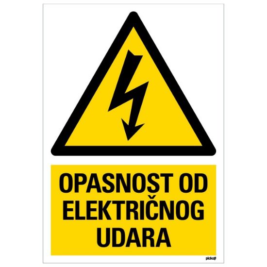 SAMOLEPLJIVA NALEPNICA - OPASNOST OD ELEKTRIČNOG UDARA - 230X330MM