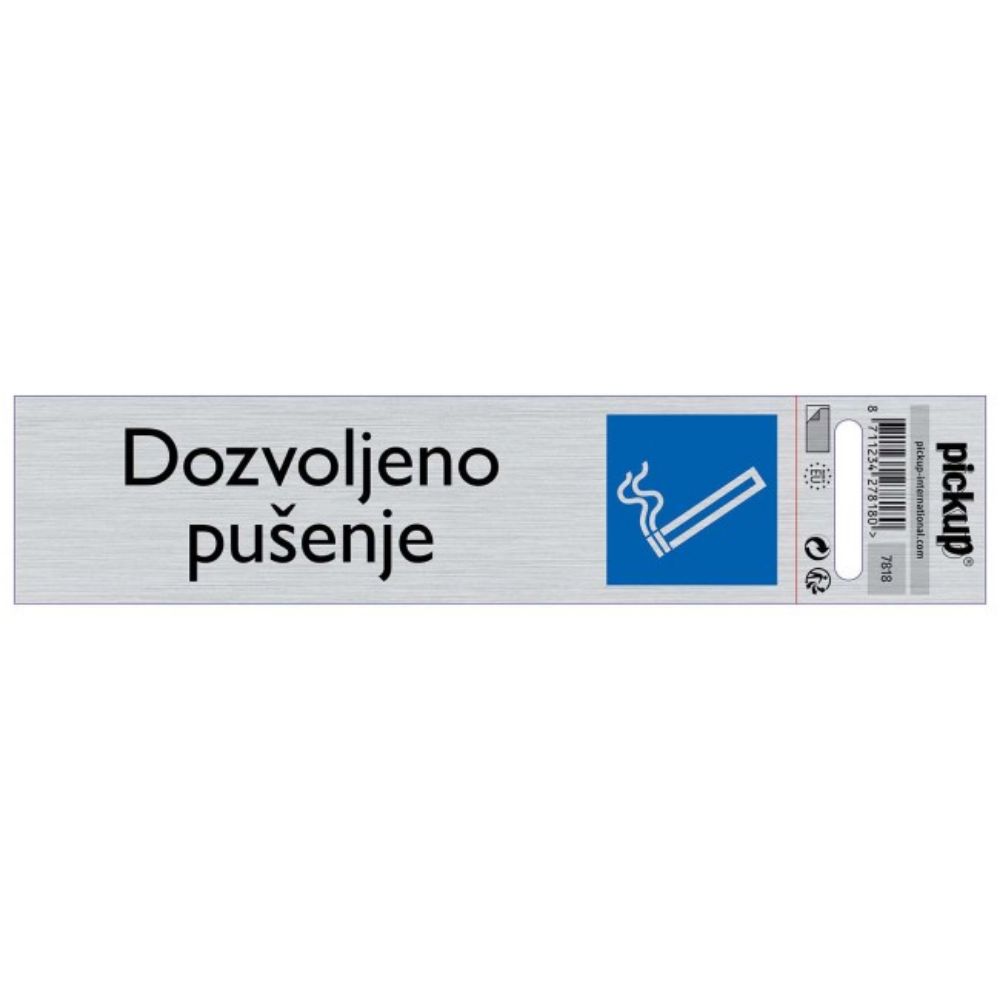 SAMOLEPLJIVA PLOČICA - DOZVOLJENO PUŠENJE -165X44MM