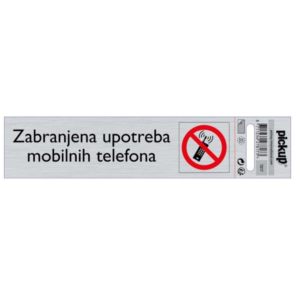 SAMOLEPLJIVA PLOČICA - ZABRANJENA UPOTREBA MOBILNIH TELEFONA -165X44MM