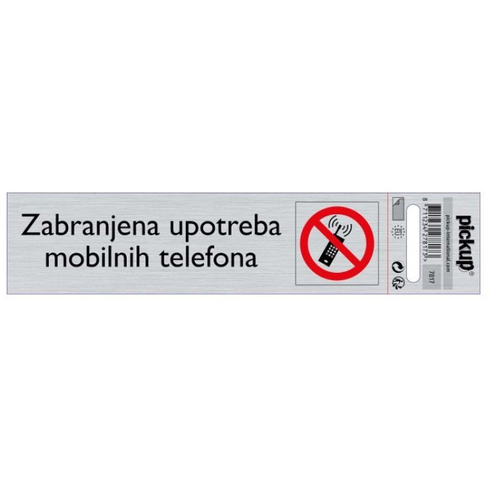 SAMOLEPLJIVA PLOČICA - ZABRANJENA UPOTREBA MOBILNIH TELEFONA -165X44MM