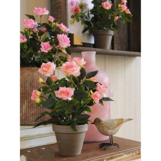 RUŽA PINK VEŠTAČKA U SAKSIJI h33xd25cm DSY 24