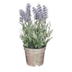 LAVANDA VEŠTAČKI CVET U SAKSIJI, LJUBIČASTA – H21,5 × D12 CM