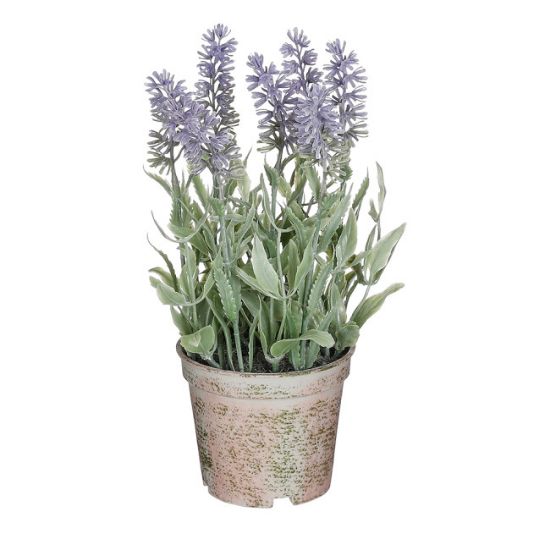 LAVANDA VEŠTAČKI CVET U SAKSIJI, LJUBIČASTA – H21,5 × D12 CM