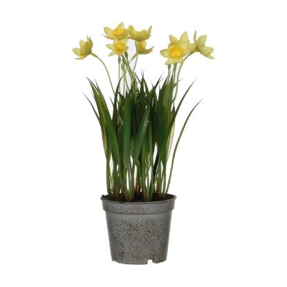 NARCIS VEŠTAČKI CVET U PLASTIČNOJ SAKSIJI, ŽUTI – H26 × D8,5 CM