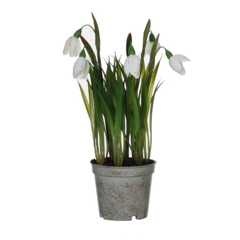 VISIBABA VEŠTAČKI CVET U PLASTIČNOJ SAKSIJI, BELA – H24 × D8,5 CM