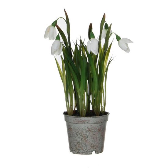 VISIBABA VEŠTAČKI CVET U PLASTIČNOJ SAKSIJI, BELA – H24 × D8,5 CM