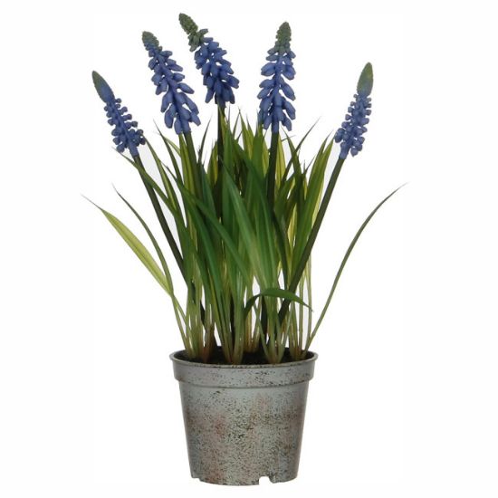 ZUMBUL VEŠTAČKI CVET (GROZDASTI) U PLASTIČNOJ SAKSIJI, PLAVI – H27 × D8,5 CM